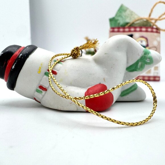 Set Of 3 Christmas SnowmanThemed Ornaments Resin Ceramic Paper Vintage - Picture 12 of 15